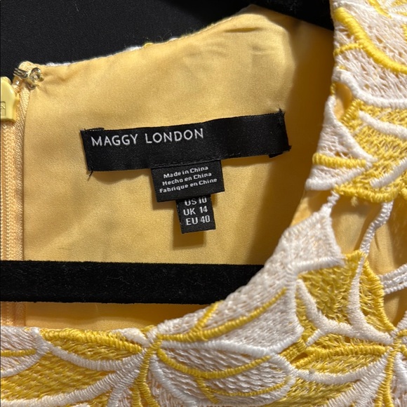 Maggy London Yellow Lace Floral sheath Dress – Size 10 – Excellent Condition - Picture 4 of 7